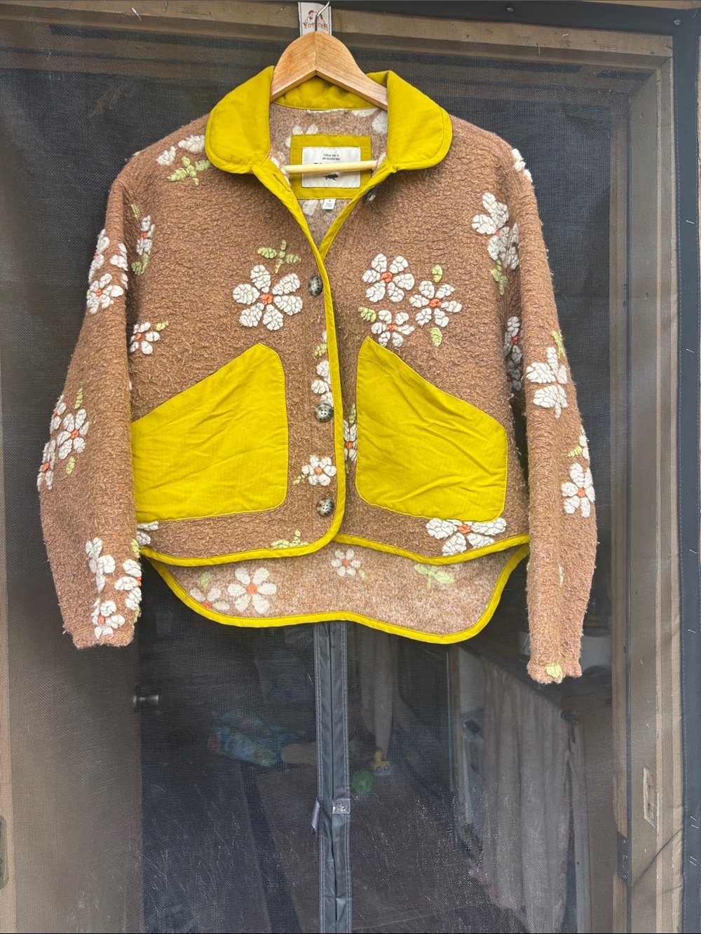 Toad&Co Brown Floral Jacket with Yellow Trim